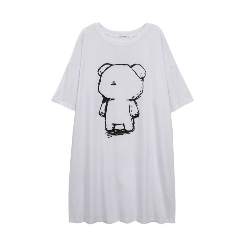 Большой Размеры футболка белое платье светильник синий милый хлопкового нижнего