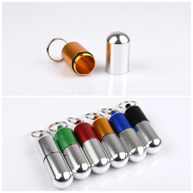 1 шт. портативный водонепроницаемый алюминиевый контейнер для хранения таблеток