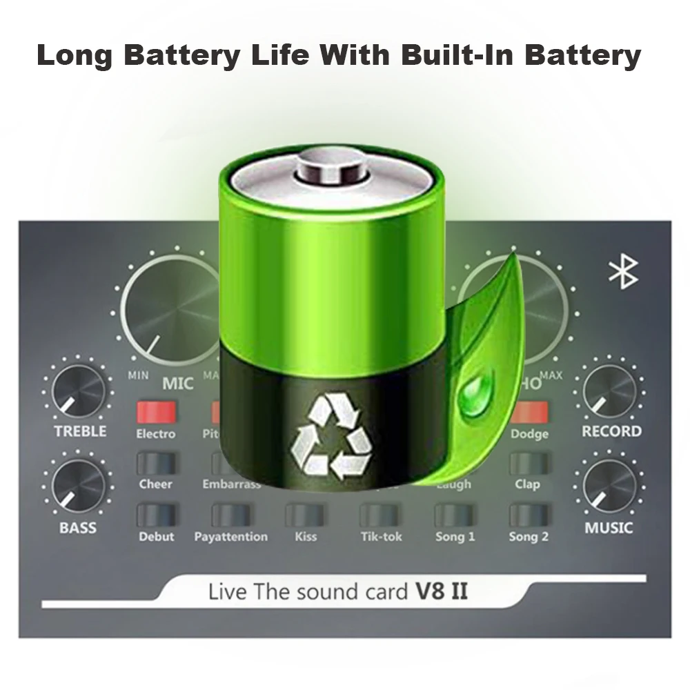

V8II Live Sound Card Set Anchor Equipment Recording Voice Changing Mobile Phone Computer Universal Microphone Karaoke Accessorie