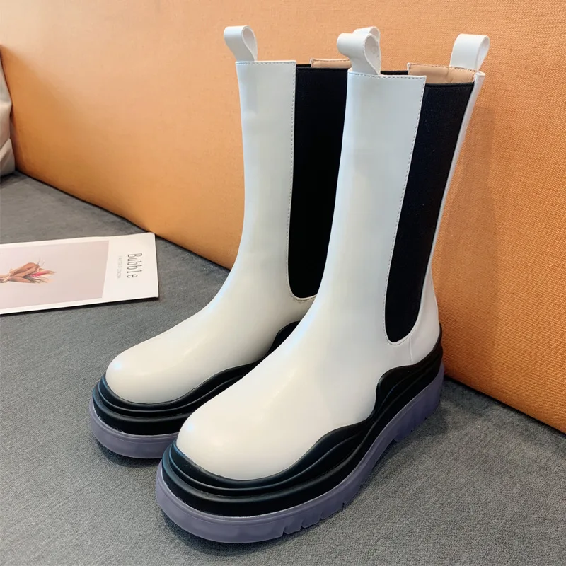 

2021 Spring Women Boots Winter Fashion Brand White Boots Lady Shoes Female Plush Warm Shoes Thick Fur Chealsea Boots Ankle Boots