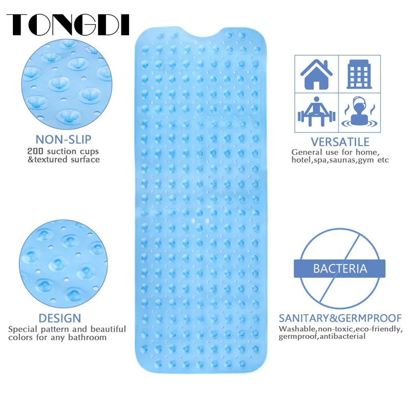 Коврик TONGDI из ПВХ на присоске для ванной комнаты безопасный экологически чистый