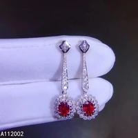 kjjeaxcmy fine jewelry natural ruby 925 sterling silver women gemstone earrings support test trendy