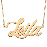 leila name necklace for women stainless steel jewelry 18k gold plated nameplate pendant femme mother girlfriend gift