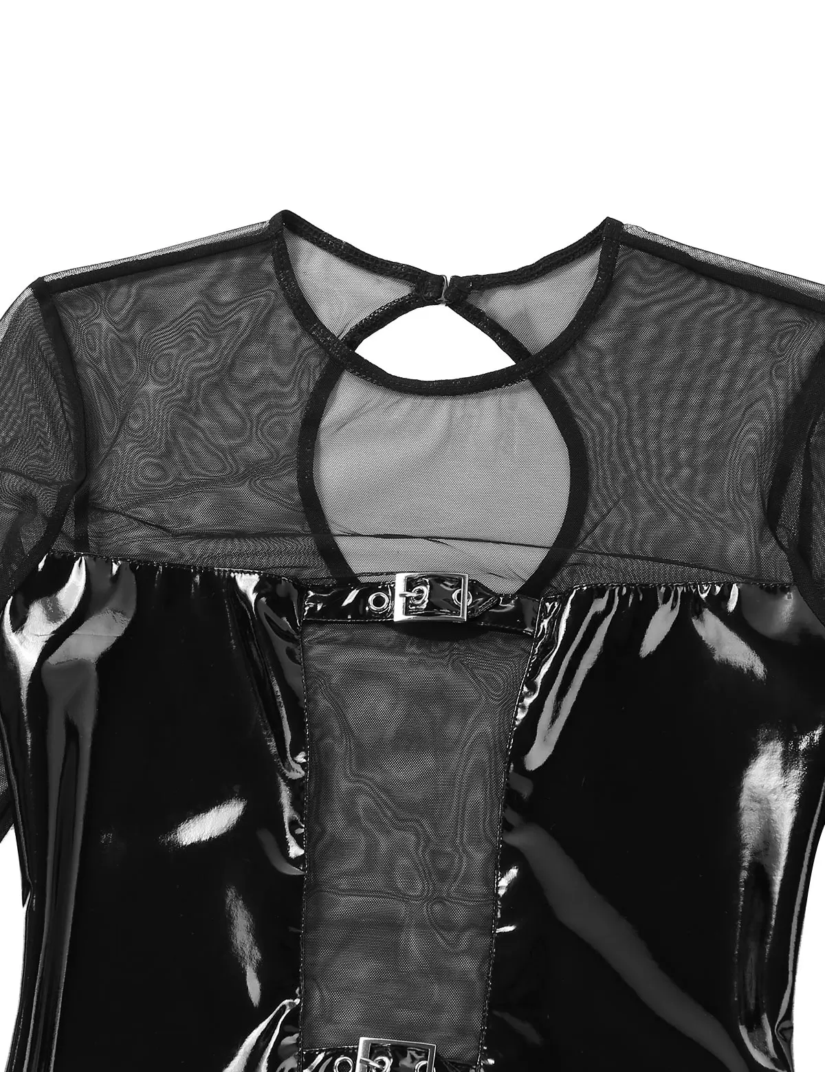 Женское кожаное боди прозрачное Сетчатое сращенное сексуальное Эротическое Wetlook