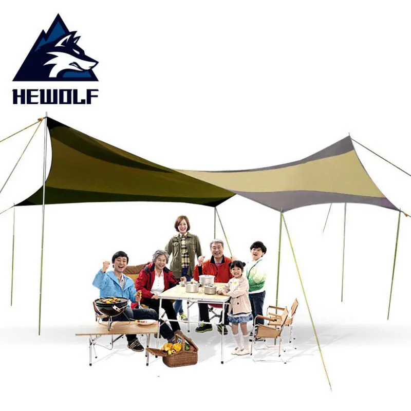 

Hewolf Silver Coating Anti UV Sun Shelter 5-10 Person Picnic Beach Tent Pergola Awning Canopy Camping Sunshelter 5x5m