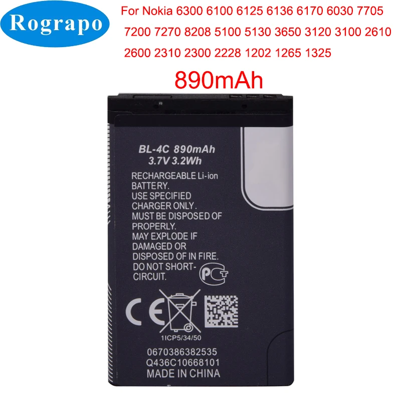 

Original BL-6P BL-5K BL-5J BL-5C BL-4C Battery For Nokia 6500C 7900P 5230 5233 5232 N85 N86 N87 N70 N71 6300 6100 Mobile Phone