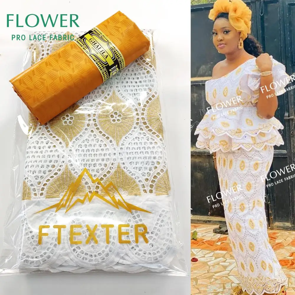 

2,5 + 2,5 ярдов раковина богатая ткань хлопковое кружево Дубай швейцарская вуаль в Швейцарии для африканских женских платьев новейший стиль кр...