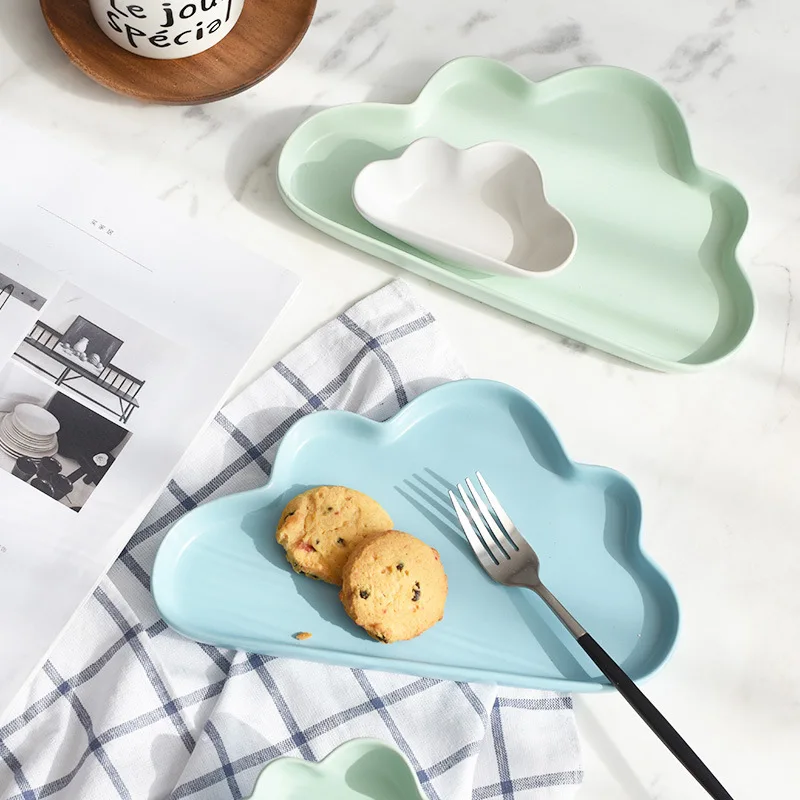 2 шт. 4 керамическая цветная тарелка с облаками фарфоровая дождевой поддон