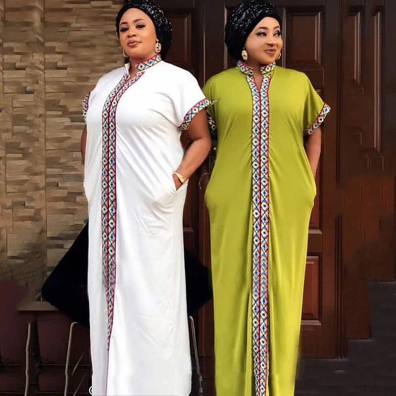 Макси Белый абайя Дубай Турция мусульманский хиджаб платье размера плюс