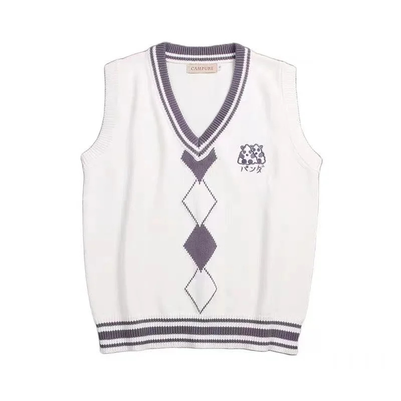 British Korean School Girl Sleeveless Sweater Vest Uniforms V-neck Japanese Boys And Girls Students Knitted | Тематическая одежда