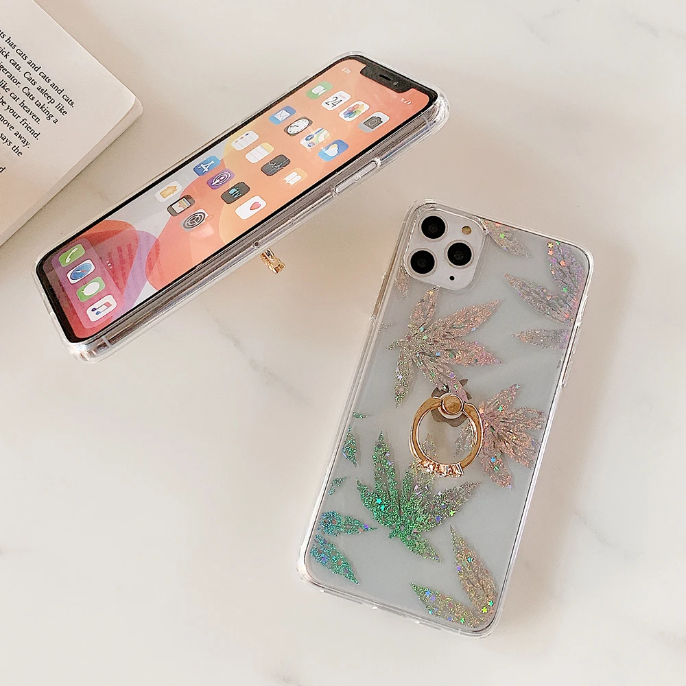 Сусальное золото цветочное кольцо держатель чехол для телефона iPhone 12 мини 11 Pro Max