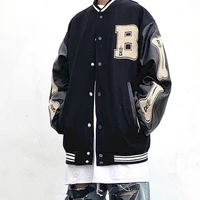 mens and womens hip hop style wool jacket loose coat retro baseball style suitable for men and women spring and autumn