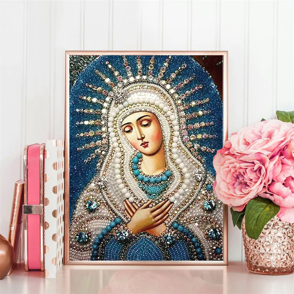 HUACAN 5D DIY алмазная живопись религиозная Алмазная вышивка Мадонна полная дрель квадратная Алмазная мозаика икона