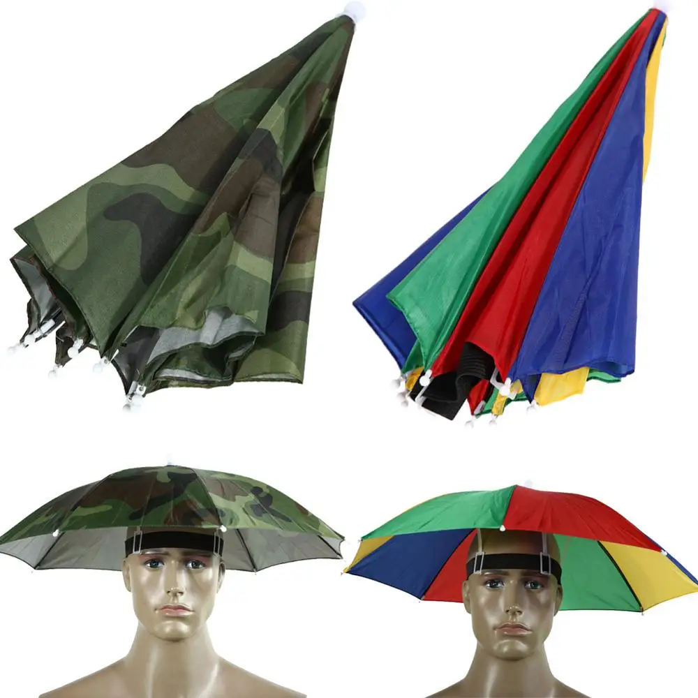 Складной головной зонт-шляпа для защиты от дождя и УФ-излучения портативный убор - Фото №1