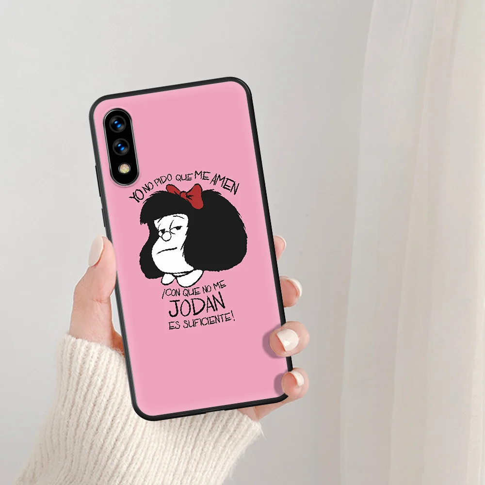 

Mafalda Cute Girl Phone Case For Huawei Honor 6A 7A 7C 8 8A 8X 9 9X 10 10i 20 Lite Pro Play black Back 3D Cover Luxury Etui