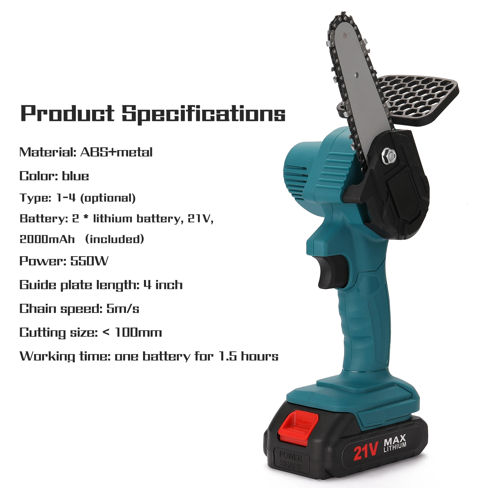 

21V Brushed Chainsaw Electric Pruning Saw with Lithium Battery Rechargeable Mini Cordless Electric Saw Woodworking Chain Saws