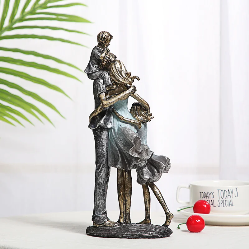 

Holiday Family Sculpture Handmade Resin Parents Statue Daughter Gift Birthday Son Ornament Craft Room Decor Wedding Anniversary