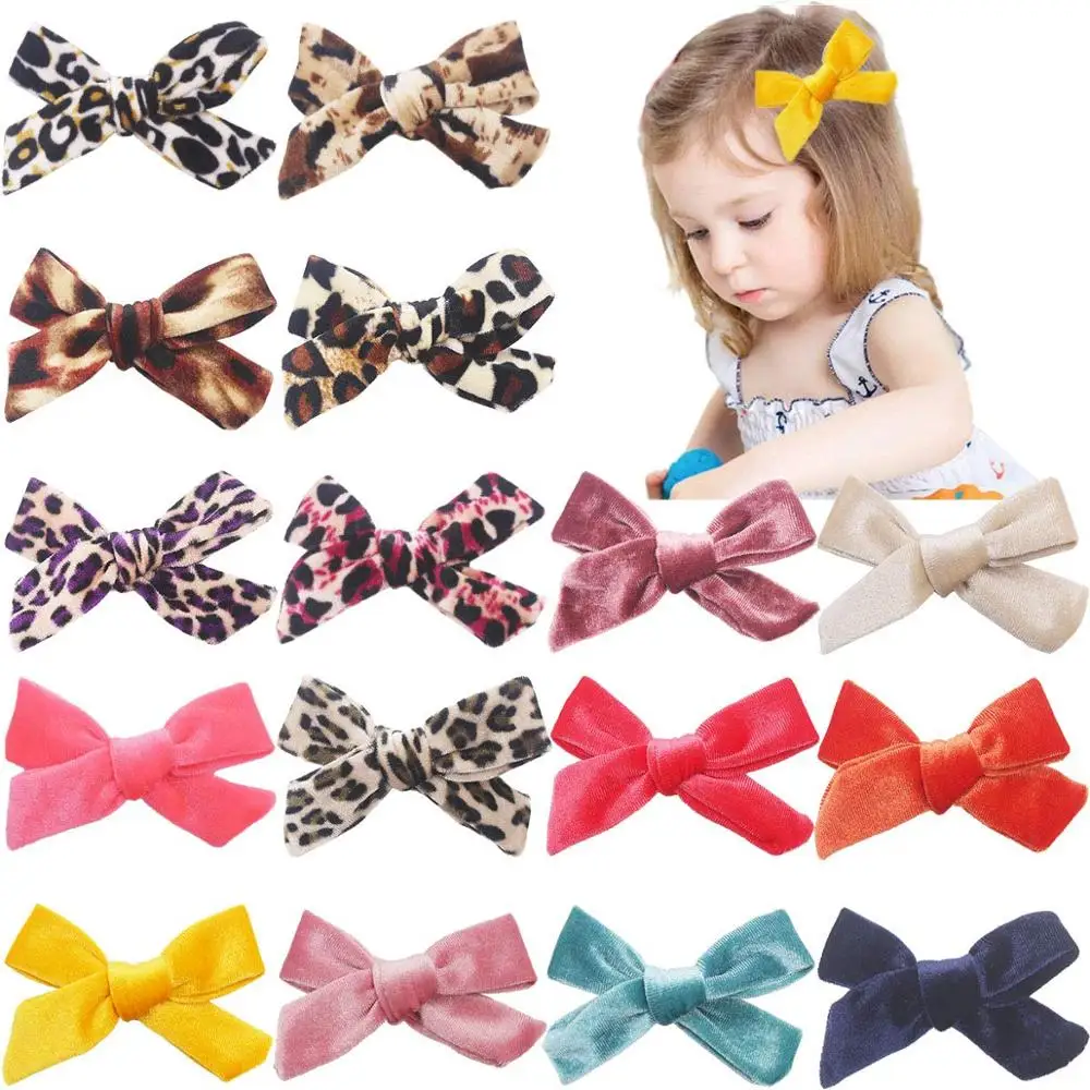 16 шт. заколки с бантами для волос маленьких девочек 4 дюйма бархатные банты