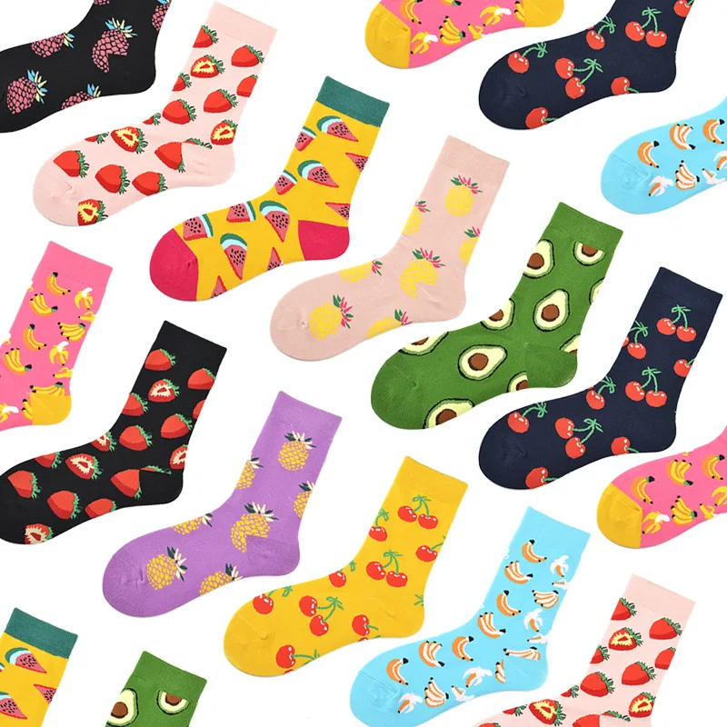 

Cute Cartoon Fruit Print Avocado Banana Cherry Peach Girls Kawaii Socks meias Korean Harajuku Autumn Winter happy Socks calzette