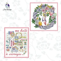 joy sunday garland stamped cross stitch kits11ct 14ct counted printed on canvas embroidery handmade needlework home decor crafts