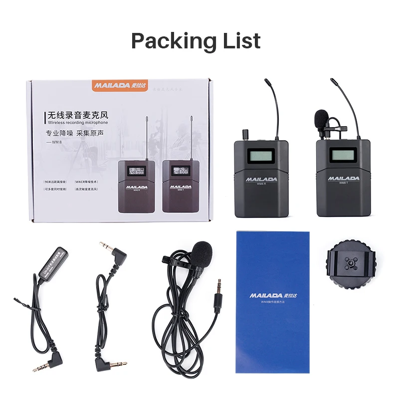 Mailada WM8 Wireless UHF DSLR Camera Microphone System On Lavalier Lapel Mic Receiver Transmitter PK Comica Rode | Электроника