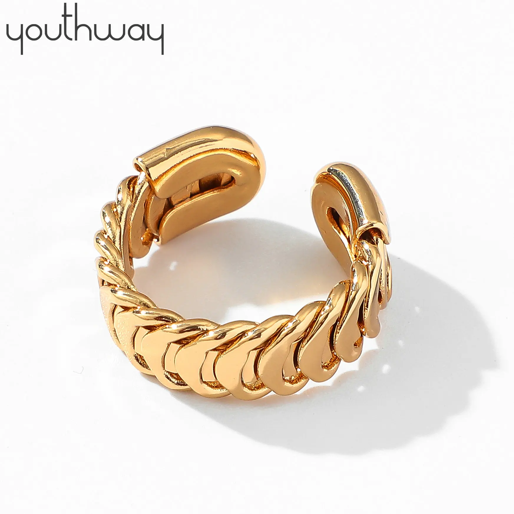 Женское кольцо с геометрическим узором INS золотистого цвета из латуни вечерние