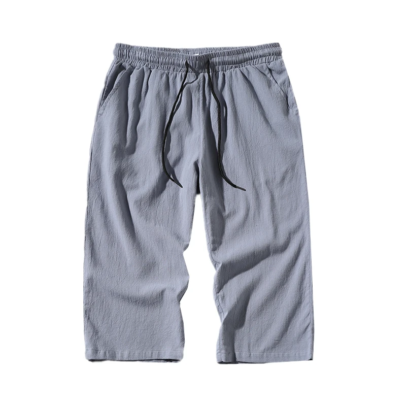 Брюки мужские льняные однотонные модные штаны в японском стиле повседневные