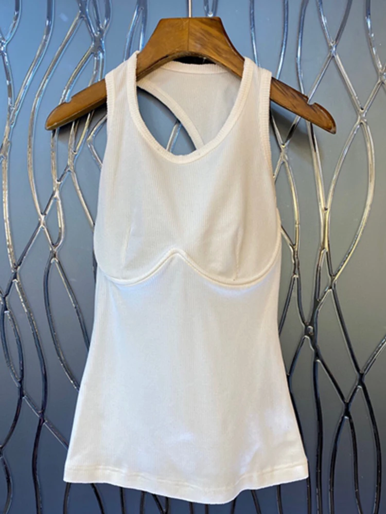 

Free shipping Irregular cropping sleeveless leaky back knitted elastic vest ladies summer new fashion personality wild top