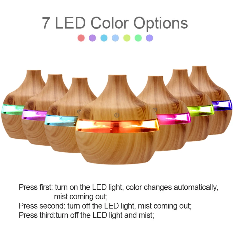 Увлажнитель-Ароматизатор воздуха ультразвуковой 300 мл 7 светодиодный | Бытовая