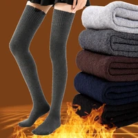 winter super warm cotton women socks cotton solid color thigh high over knee stocking for school girls lolita dropshipping