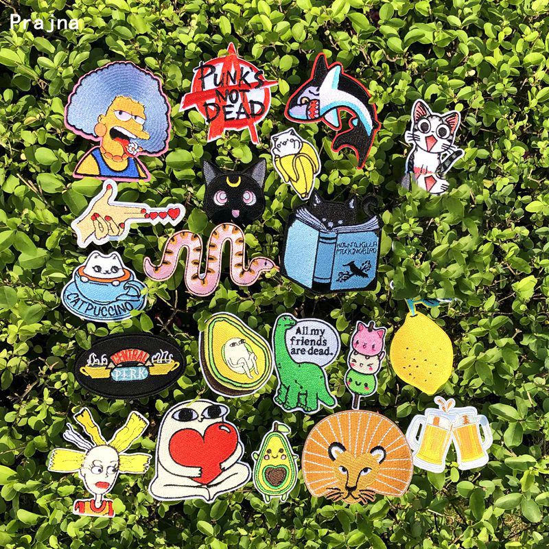 Prajna нашивки с рисунком кота вышивка патчи для одежды милый динозавр Лев животное
