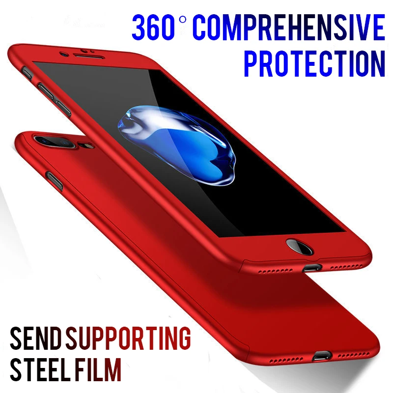 360 Full Cover Phone Case For iPhone7 8 6 6S Plus5s SE Protective iPhone 11 12 Pro XS MAX X XR With Glass | Мобильные телефоны и