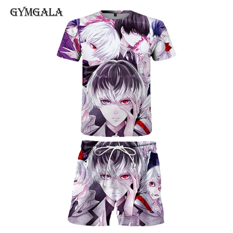 

Summer style Anime Tokyo Ghoul T Shirt Men Women Cool Tops Boy Girl 3D T-Shirt Fashion Casual Summer beach pants shorts suit