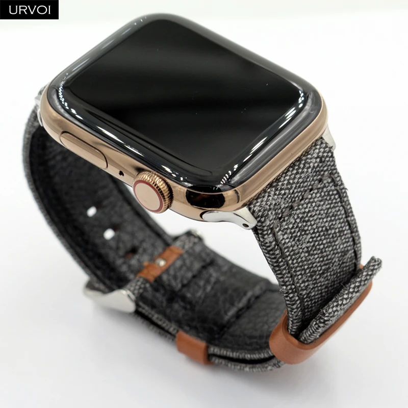 Ремешок URVOI для apple watch 6 SE 5 4 3 2 1 тканевый браслет iwatch 40 мм 44 кожаный с забавным