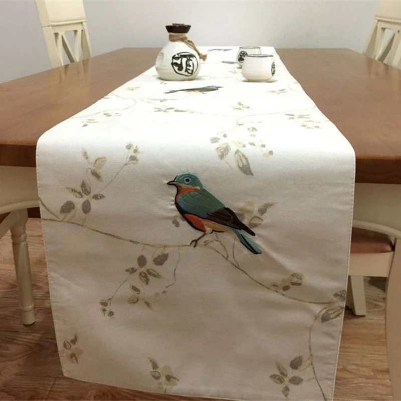 

33x220 см Американский Стиль вышитая настольная дорожка Рождественский Новый год Таблица цветов бегун Кофе Чай флаг для шкафа Обложка Ткань