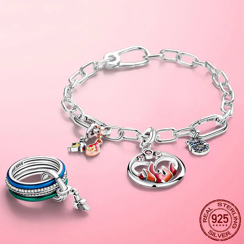 

Me Charm New 925 Silver Wings Eye Moon Fire CZ Dangle Charm Beads fit Pandora Bracelet Necklace Silver 925 Jewelry