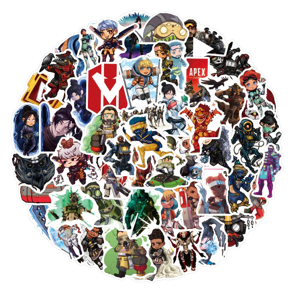 Juego de pegatinas de Apex Legends para ni&ntilde;os, pegatinas impermeables para montar en monopat&iacute;n, equipaje, port&aacute;til, guitarra, coche, pegatinas de dibujos animados para pared, juguete para ni&ntilde;os, 10/30/50 Uds.-2