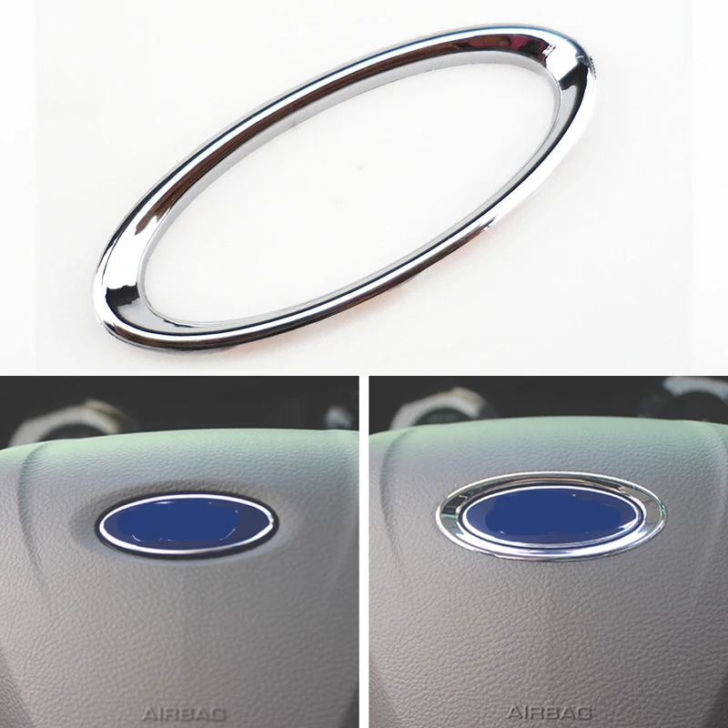 ABS Хромированная наклейка для украшения на руль автомобиля с логотипом Ford Focus 2