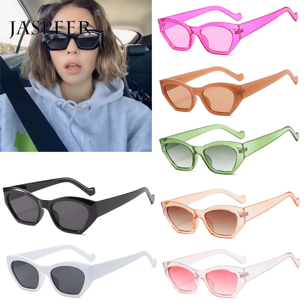 

JASPEER Vintage Cat Eye Sunglasses Women Punk Sun Glasses Men UV400 Retro Small Square Outdoor Protection Eyewear