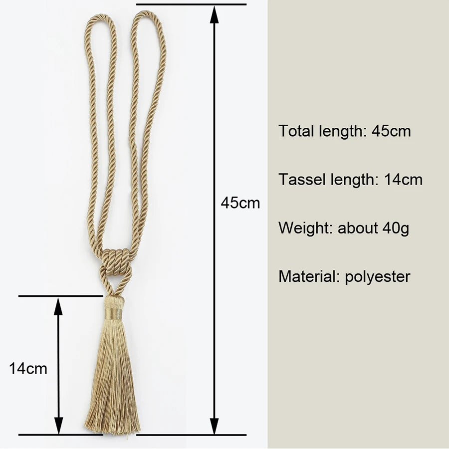 BEL AVENIR 1Pc Handmade Tassel Curtain Tieback Room Accessories Gold Buckle Rope Home Decoration Holdback Window Fringe | Дом и сад