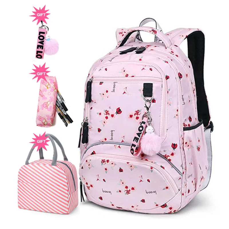 Милый рюкзак с цветочным принтом для подростков школьный девочек студенческий