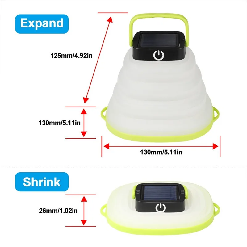 Портативный водонепроницаемый складной походный Солнечный фонарь светодиодный