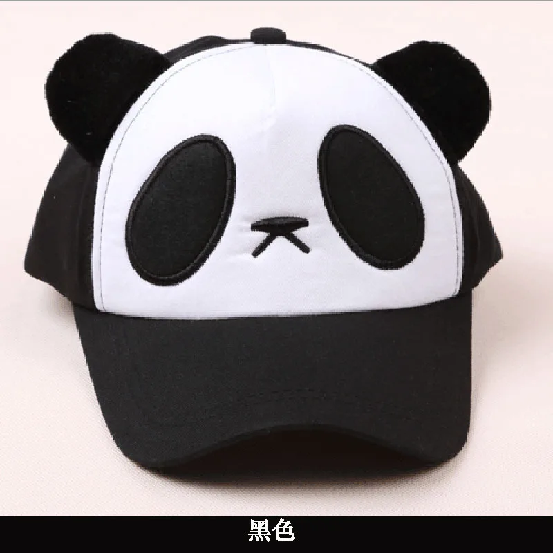 

54-58cm Cotton Panda Kids Hats for Men Women Grid Baseball Caps Cartoon Animal Modelling Adjustable Parent-child Shade Wide Brim