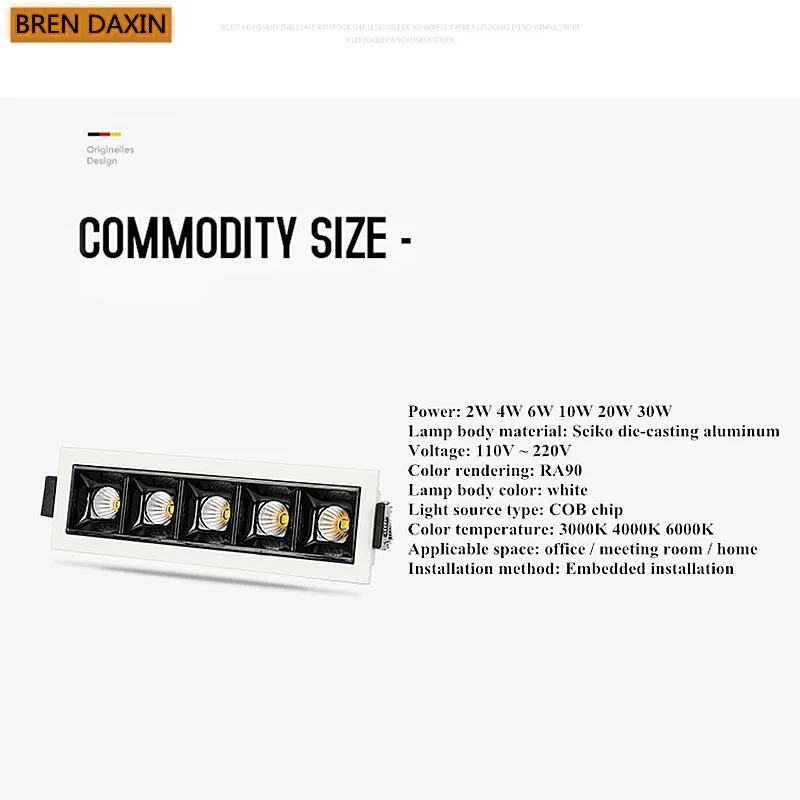 Dimmable LED Downlight Grille lamp Spot Light Indoor2W/4W/6W/10W/20W/30W Recessed Strip CREE COB ceiling Indoor Lighting | Освещение