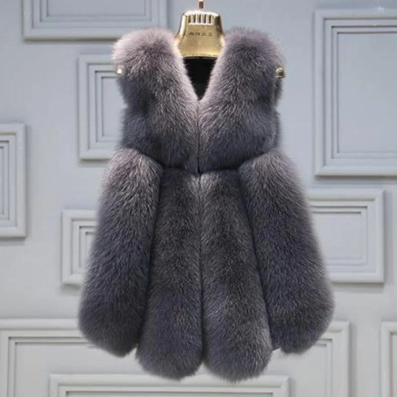 

Women's Vests 2020 Winter Fox Fur Coat Oversized Sleeveless Jacket Female Warm Vest Fashion Casual Artificial Fur Vest