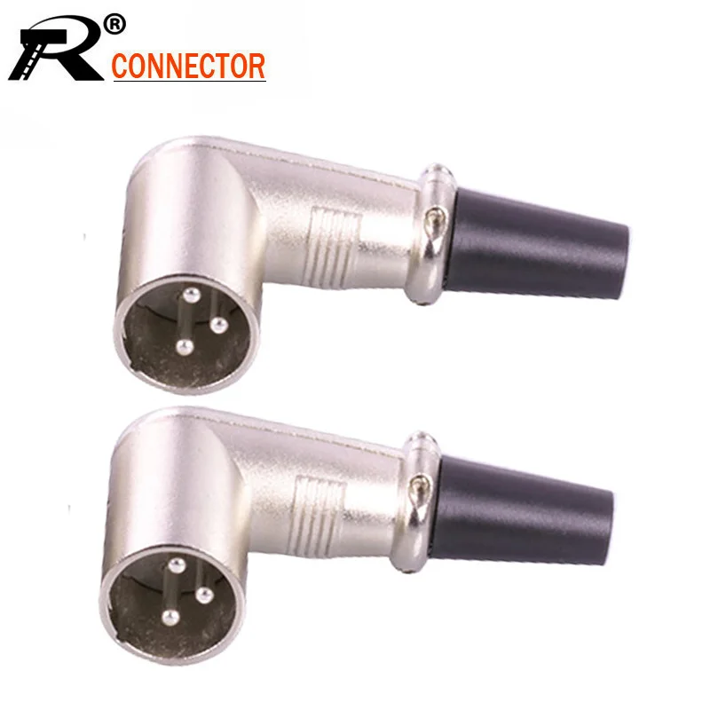 10 шт./лот 3 Pin XLR прямоугольный разъем штепсельная вилка XLR микрофон микрофонный кабель пайка 90 градусов разъем провода