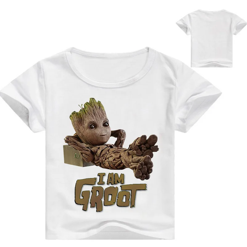 Футболка для мальчиков с принтом из фильма Marvel и надписью I Am Groot Детская уличная