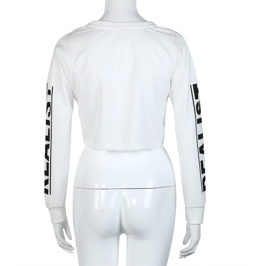 Kpop верхняя одежда Женская мода белый буквенный принт укороченный свитер Топ