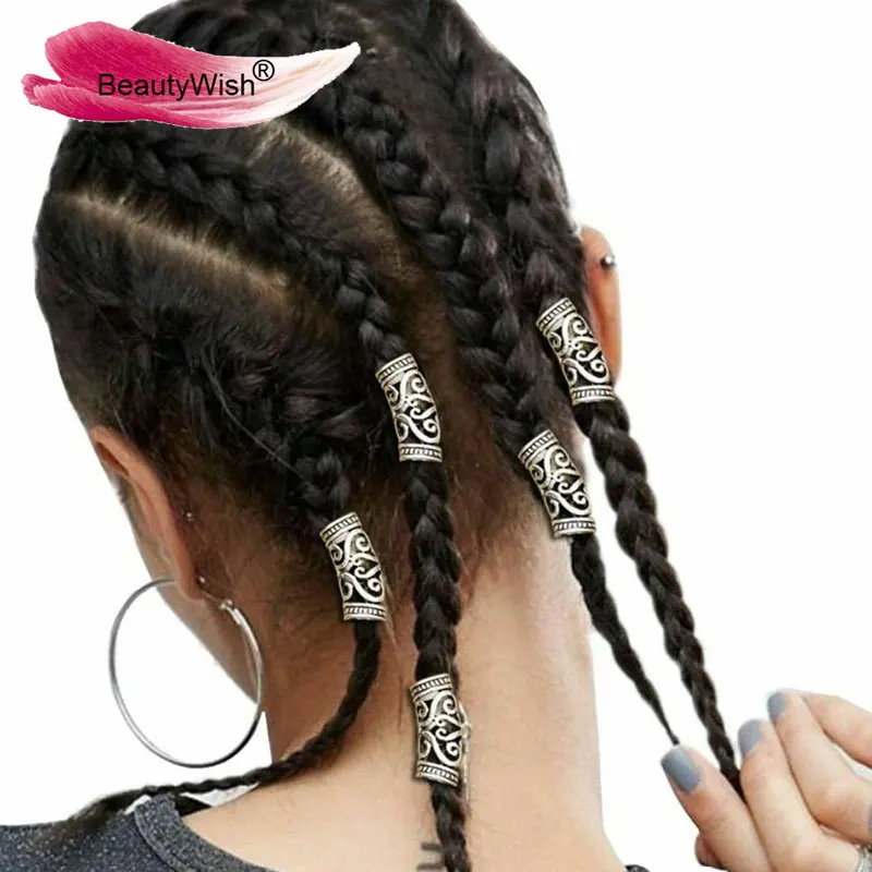 Silver Dreadlock Beads 20Pcs Braid Hair Beads NEW Hair 7mm Hole Clip+Free Tibetan Silver Bead Big Hole Rings