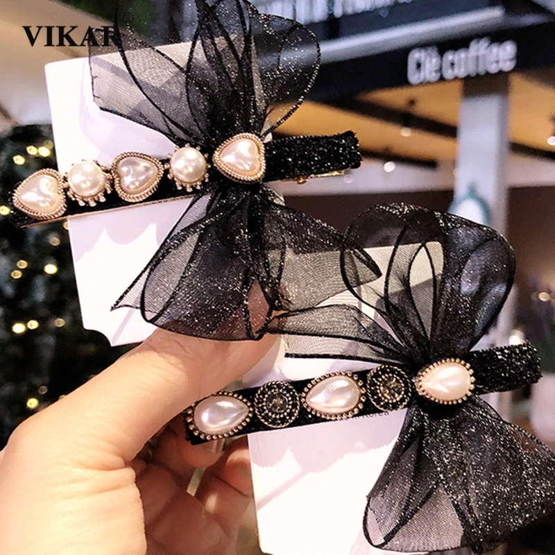 

Women Vintage Pearl Bows Hairpins Girls Crystal Rhinestone Hair Ornament Hair Clips Barrette Fashion Hair Accessories Headwear